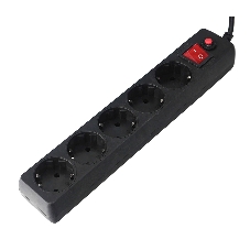 Сетевой фильтр Гарнизон EHLB-1, 5 р, 10А 1.8 м черный