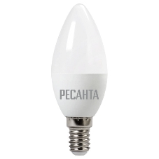 Лампа светодиодная Ресанта LL-R-C37-6W-230-4K-E14 свеча, 6 Вт, нейтр., Е14
