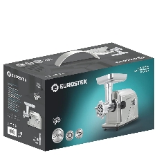 Мясорубка электрическая Eurostek EMG-0905 серебристый, 3200 Вт, 3 кг/мин, реверс, защита от перегрузки, металлический лоток, насадки - 4