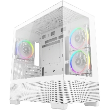 Компьютерный корпус Deepcool CG380 3F WH без БП, боковое окно (панорама), 3x120мм ARGB PWM вентилятора, белый, mATX