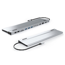 Адаптер VCOM TypeC -->3*USB3.0+2*USB2.0+VGA+RJ45+SD+TF+AUD+HDMI+DP+2*USB3.1 Data+PD