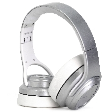 Беспроводные/проводные наушники Crown CMBH-5050 серебристый, накладные, Bluetooth + проводной, складная конструкция, до 10 ч