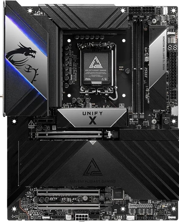 Материнская плата MSI MEG Z890 UNIFY-X, LGA1851, Intel Z890, 2xDDR5, 6xSATA, 6xM.2, 3xPCIe 5.0 x16, 1xPCIe 4.0 x1, 2xThunderbolt 4, 1x 5Gb LAN, 11xUSB (3xType-C), 3x3.5 мм, 7.1, ATX