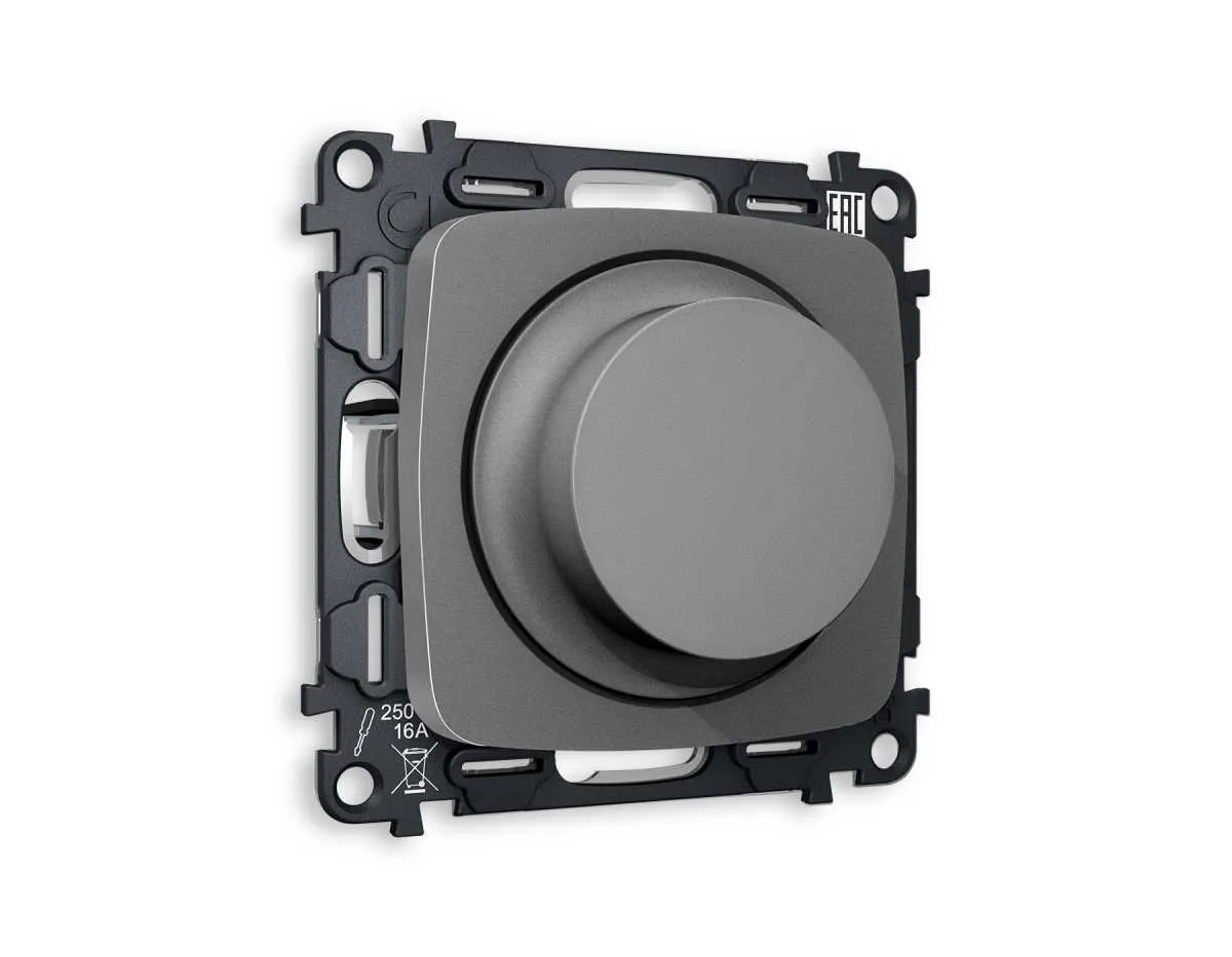 Комплект механизма светорегулятора универсального OMEGA Антрацит серый 25-600W/LED 5-300W QUANT (OP6555, VM136) MO655510