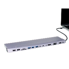 Адаптер VCOM TypeC -->3*USB3.0+2*USB2.0+VGA+RJ45+SD+TF+AUD+HDMI+DP+2*USB3.1 Data+PD