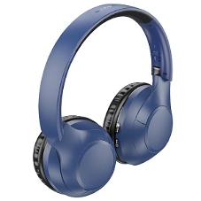 Беспроводные/проводные наушники Borofone BO23 синий, накладные, Bluetooth + проводной, складная конструкция, до 20 ч