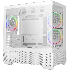 Компьютерный корпус Deepcool CG380 3F WH без БП, боковое окно (панорама), 3x120мм ARGB PWM вентилятора, белый, mATX
