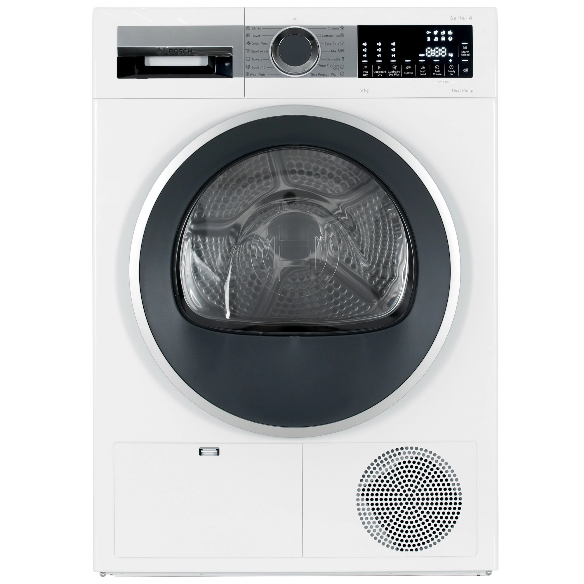 Сушильная машина Bosch WQG1420AME белый, 9 кг, сушка - конденсационная, программ - 15, 59.8 x 84.2 x 64.8 см