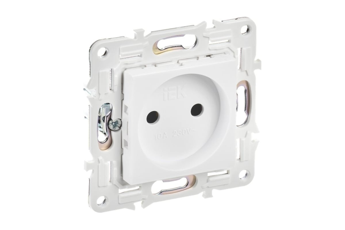 Розетка SKANDY 10А без заземл. без защ. шторок SK-R02W арктич. бел. IEK SK-R10-10-K01