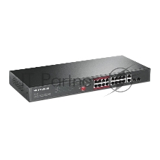 Коммутатор Mercusys MS118CP, 16×100 Мбит/с PoE + 2×1 Гбит/с, неуправляемый