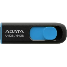Флешка USB ADATA UV128 (AUV128-64G-RBE), 64Gb, USB 3.0, R/W 100/30, черный/синий