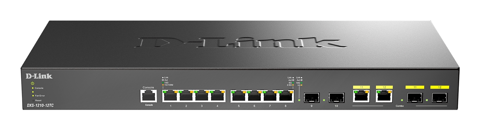 Коммутатор D-Link DXS-1210-12TC/B1A, 8×10 Гбит/с + 2×10 Гбит/с SFP+ + 2×10 Гбит/с Combo, управляемый