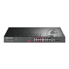 Коммутатор Mercusys MS118CP, 16×100 Мбит/с PoE + 2×1 Гбит/с, неуправляемый
