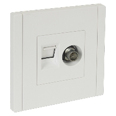 Розетка двойная TV+RJ45 кат.6 IEK FORTE&PIANO FP237 белый