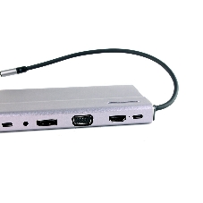 Адаптер VCOM TypeC -->3*USB3.0+2*USB2.0+VGA+RJ45+SD+TF+AUD+HDMI+DP+2*USB3.1 Data+PD