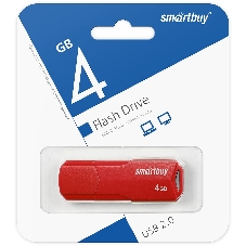 Флешка USB Smartbuy CLUE Red (SB4 GbCLU-R), 4Gb, USB 2.0, R/W 15/5, красный