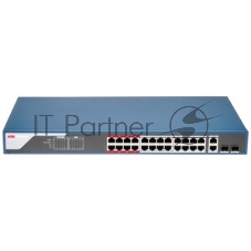 Коммутатор Hikvision DS-3E1326P-EI, 24×100 Мбит/с PoE+ + 2×1 Гбит/с Combo, управляемый