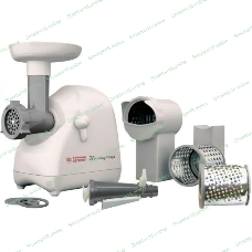 Мясорубка электрическая Белвар Помощница КЭМ-П2У 302-06 белый, 1500 Вт, 0.4 кг/мин, реверс, насадки - 9