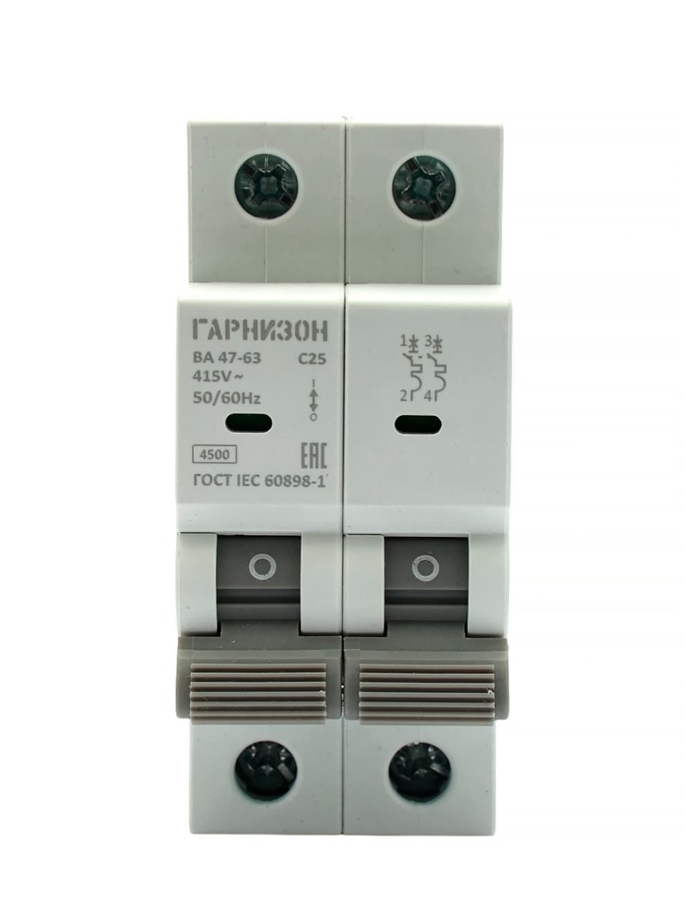 Автоматический выключатель Гарнизон CB-4763-2-25-4.5-C, ВА 47-63, 2P, 25А, 4.5кА (C)