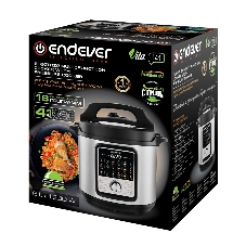Мультиварка-скороварка Endever Vita-141 черный/стальной, 6.0 л, 1300 Вт, механическое, 18 программ
