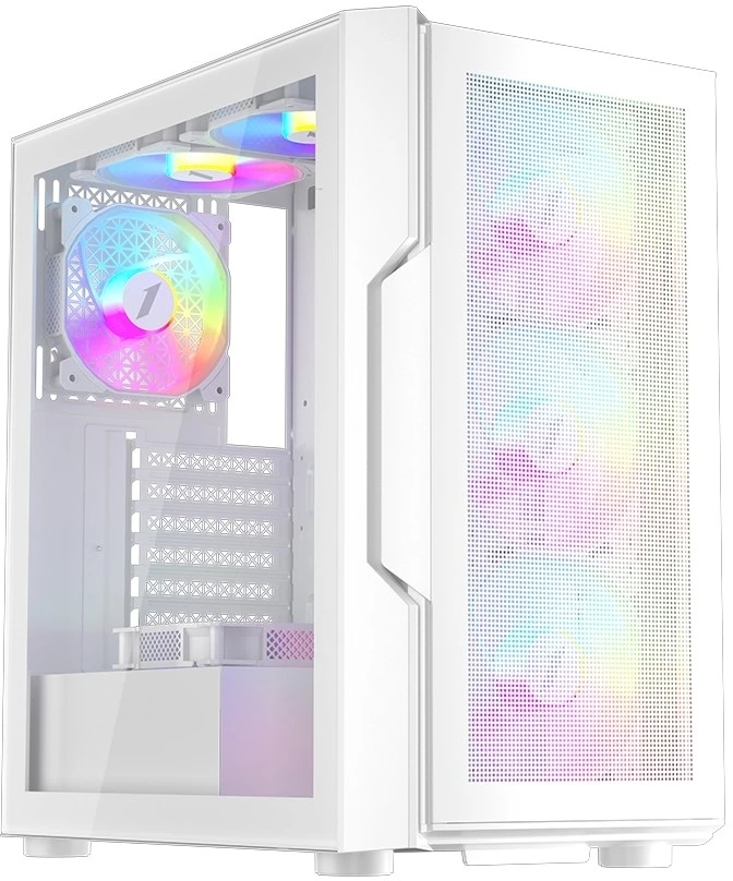 Компьютерный корпус 1STPLAYER TRILOBITE T7-P белый, ATX, 4x120мм LED fans