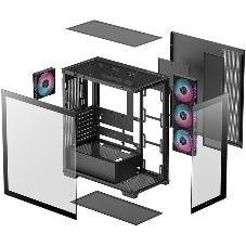 Компьютерный корпус Deepcool CG580 4F черный без БП ATX 6x120мм 3x140мм 2xUSB 3.0 audio bott PSU
