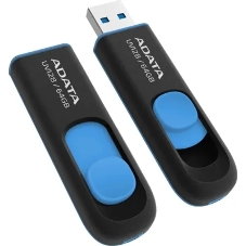 Флешка USB ADATA UV128 (AUV128-64G-RBE), 64Gb, USB 3.0, R/W 100/30, черный/синий