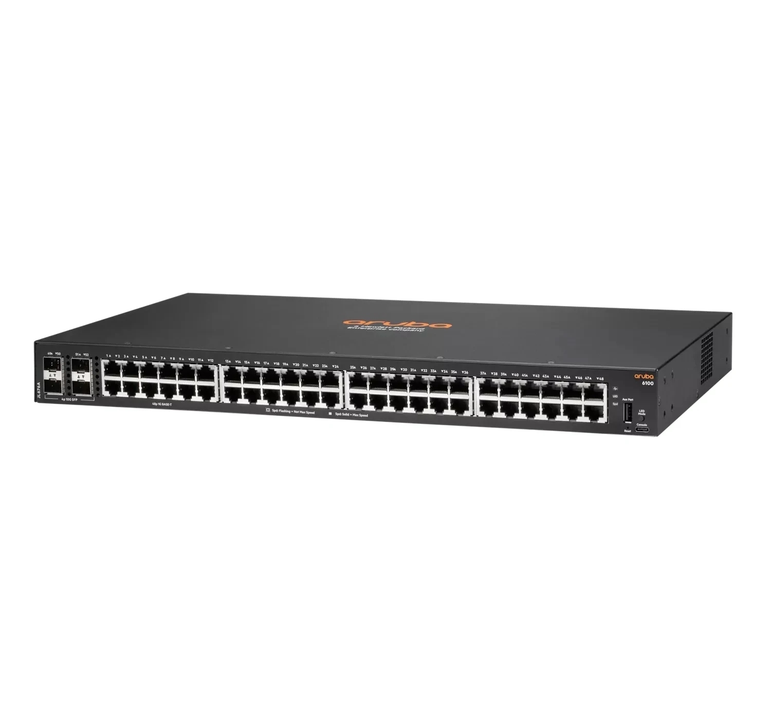 Коммутатор HPE Aruba 6100 48G 4SFP+, 48×1 Гбит/с + 4×10 Гбит/с SFP+, управляемый