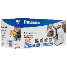 Мясорубка электрическая Panasonic MK-MG1560 белый, 1500 Вт, 1.5 кг/мин, реверс, защита от перегрузки, металлический лоток, насадки - 4