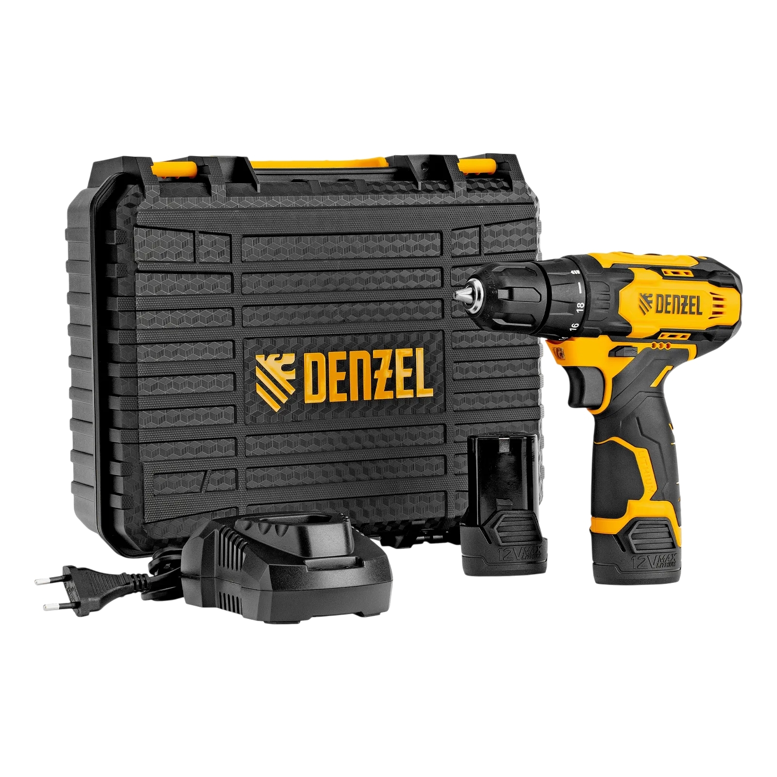 Дрель-шуруповерт Denzel CDQ-12, 12 В, 1,5 Ач, 30 Нм, щеточный
