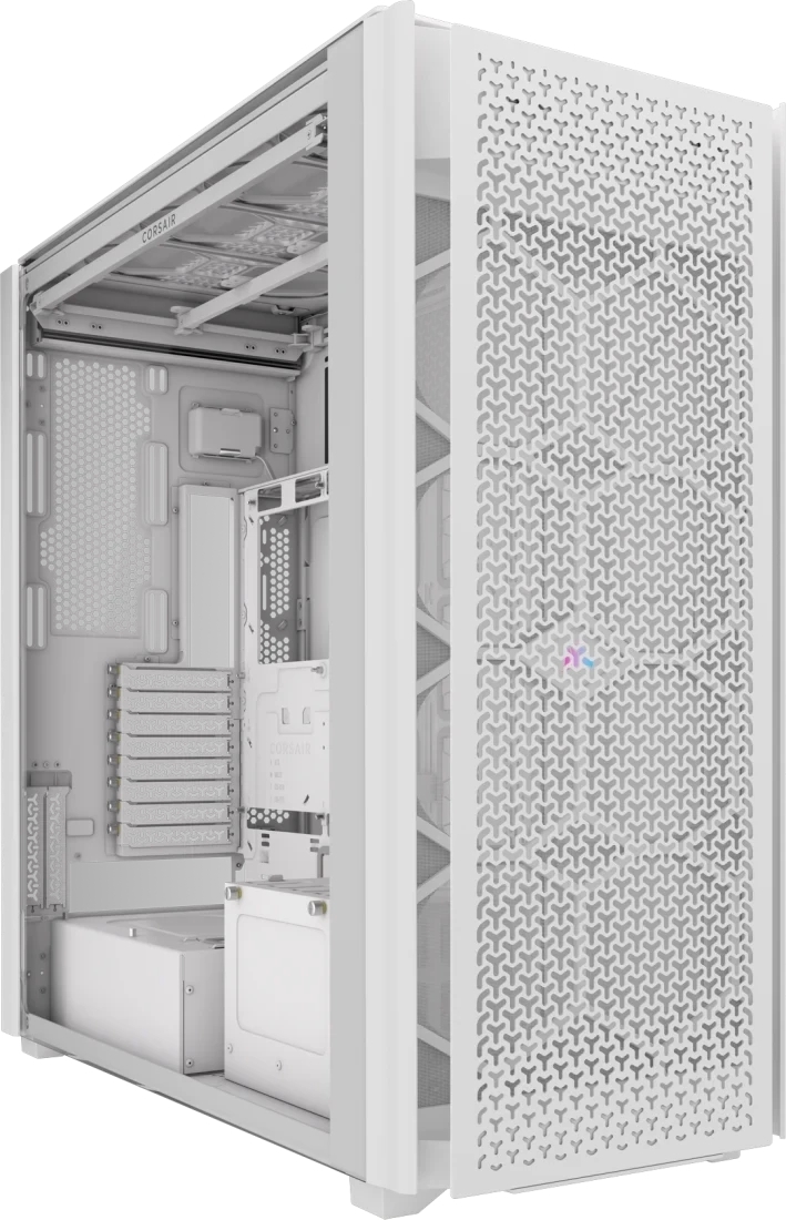 Компьютерный корпус без блока питания Case Corsair iCUE LINK 9000D Airflow, Full-Tower, TG, no fan, 4xUSB-A 3.2, 2xUSB 3.2 Type-C, SSI-EEB, E-ATX, ATX, mATX, mITX White