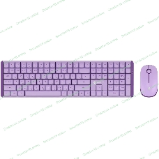 Комплект клавиатура+мышь AULA AC306 беспроводной, USB, 1600 DPI, сиреневый