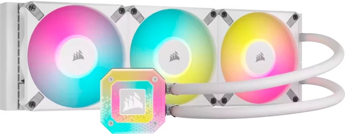 Система жидкостного охлаждения Water Cooling System Corsair iCUE H150i ELITE CAPELLIX XT (360мм, белый, RGb/Fans: 3x120мм, 65.57CFM, 37dBA, 2100RPM/Rad thickness 27мм/S: 1851, 1700, 1200, 115X, AM5, AM4)