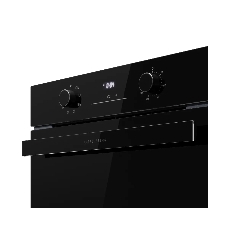 Духовой шкаф Kuppersberg HO 608 BB Glass, High-Tech, 78 л, цвет черный, цвет фурнитуры черный, поворотное управление, дисплей, таймер, 8 режимов, макс. температура 310 градусов, телескопические направляющие (на 1 уровень)