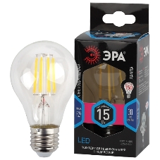 Лампа светодиодная ЭРА F-LED A60-15W-840-E27 Е27/Е27 15Вт филамент груша нейтральный белый свет Лампа светодиодная ЭРА F-LED A60-15W-840-E27 Е27/Е27 15Вт филамент груша нейтральный белый свет