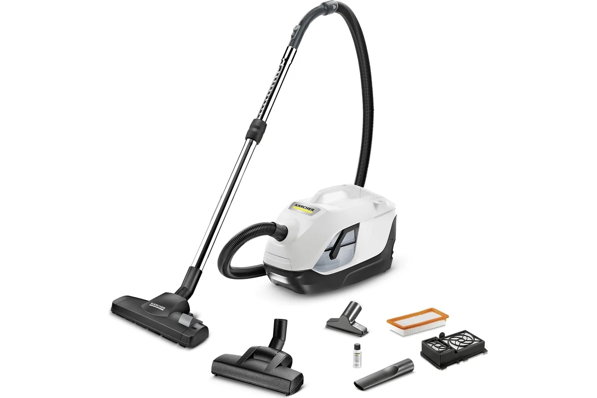 Пылесос Karcher DS 6 Plus белый/черный, 350/650 Вт, уборка влажная/сухая, пылесборник контейнер 2 л