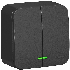Выключатель 2-кл. ОП Blanca 10А IP20 (сх. 5) 250 В с подсветкой с изолир. пластиной антрацит SchE BLNVA105116