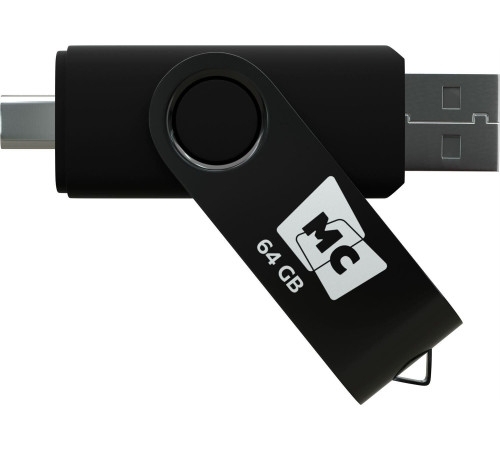 Флешка USB MORE CHOICE МФ64а Black (4620202559081), 64GB, USB 2.0/Type-C, R/W 15/5, черный