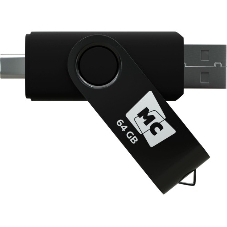 Флешка USB MORE CHOICE МФ64а Black (4620202559081), 64GB, USB 2.0/Type-C, R/W 15/5, черный