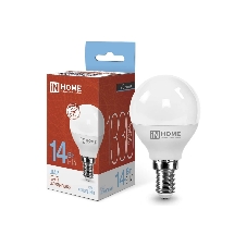Лампа светодиодная LED-ШАР-VC 14Вт 230В E14 6500К 1330лм IN HOME 4690612047850 Лампа светодиодная LED-ШАР-VC 14Вт 230В E14 6500К 1330лм IN HOME 4690612047850