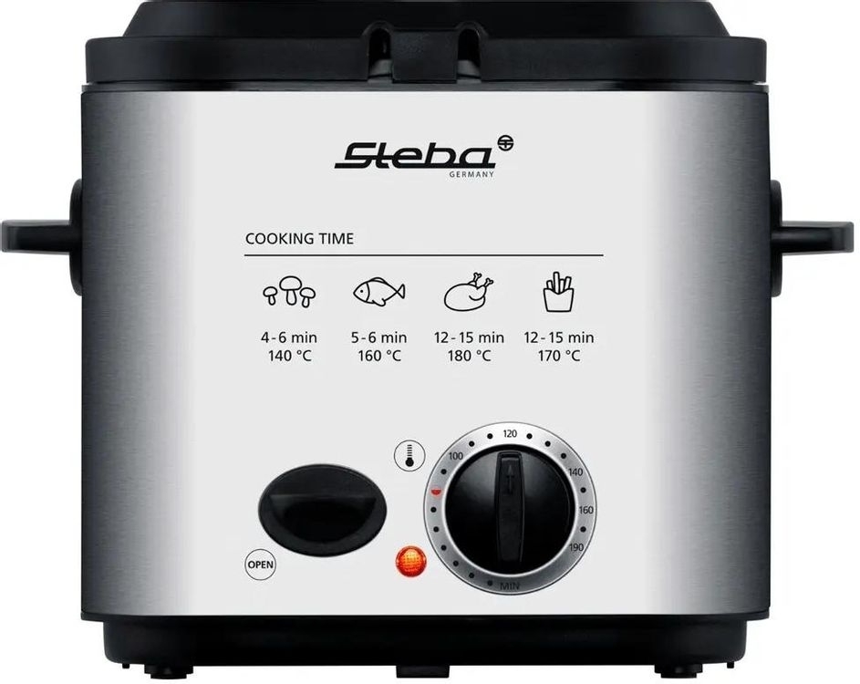 Фритюрница-фондю Steba DF 95 серебристый/чёрный, 840 Вт, 1.2 л, 0.4 кг, антипригарное покрытие