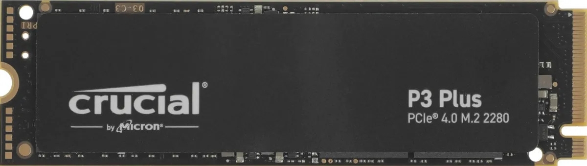 Накопитель SSD Crucial P3 Plus, 2Tb, PCIe 4.0 x4, M.2 2280, NVMe, R/W 5000/4200