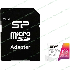 Флеш карта microSD 128Gb Silicon Power Elite A1 microSDXC Class 10 UHS-I U3 100 Mb/s (SD адаптер)