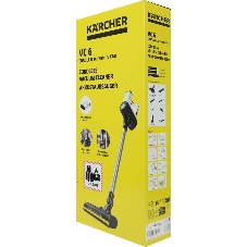 Пылесос вертикальный Karcher VC 6 Cordless ourFamily Car черный/белый, питание от аккумулятора, 250 Вт, уборка сухая, пылесборник 0.8 л, работа от АКБ max 50 мин