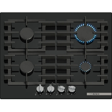 Газовая варочная панель Bosch 60 см, закаленное стекло, независимая, черная