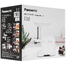 Мясорубка электрическая Panasonic MK-GX1700WTQ белый, 1700 Вт, 3 кг/мин, реверс, защита от перегрузки, насадки - 4