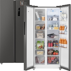 Холодильник Weissgauff WSBS 500 Inverter NoFrost Dark Grey двухкамерный 270/180л морозилка слева, No Frost, Side by Side