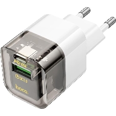 Сетевое зарядное устройство HOCO C131A Platinum 1USB+1Type-C 3.0A QC3.0 PD 30W Transparent черный Сетевое зарядное устройство HOCO C131A Platinum 1USB+1Type-C 3.0A QC3.0 PD 30W Transparent черный