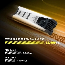 Накопитель SSD Patriot Viper PV553, 1Tb, PCIe 5.0 x4, M.2 2280, NVMe, R/W 11700/9500, активное охлаждение