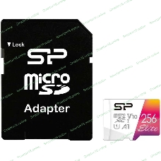 Флеш карта microSD 256Gb Silicon Power Elite A1 microSDXC Class 10 UHS-I U3 100 Mb/s (SD адаптер)